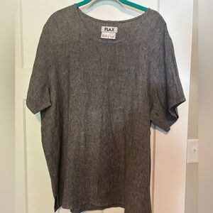 Flax Womens Gray Linen  Relaxed fit Top Medium‎